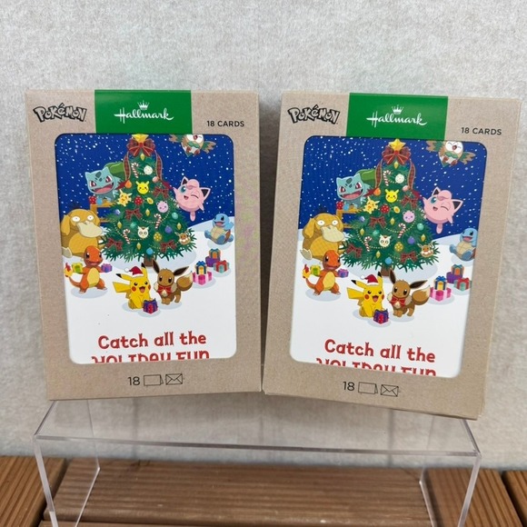 Hallmark Other - Pokemon Christmas Holiday 18 Cards with Envelopes 2 boxes Pikachu Eevee